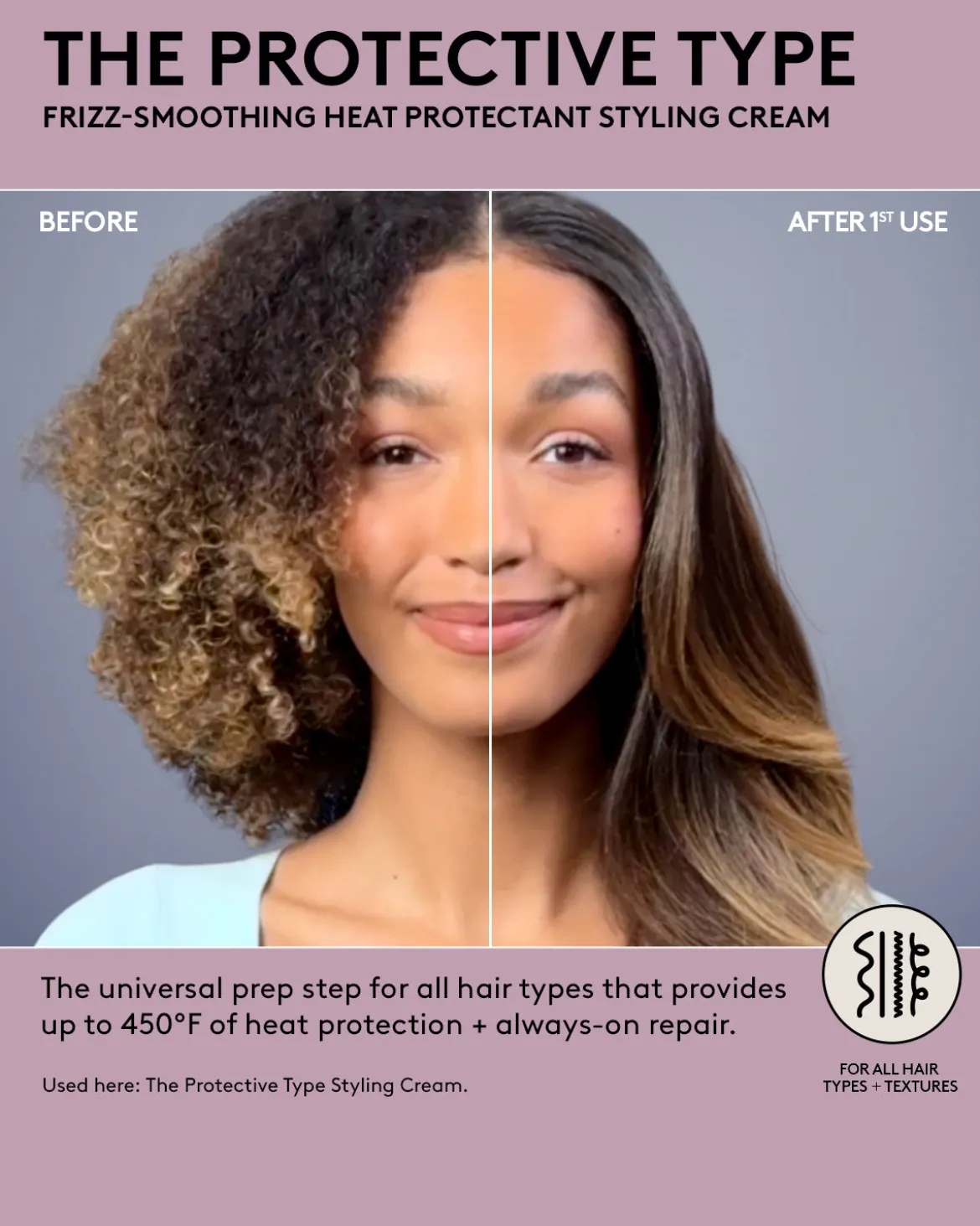 The Protective Type Frizz-Smoothing Heat Protectant Styling Cream